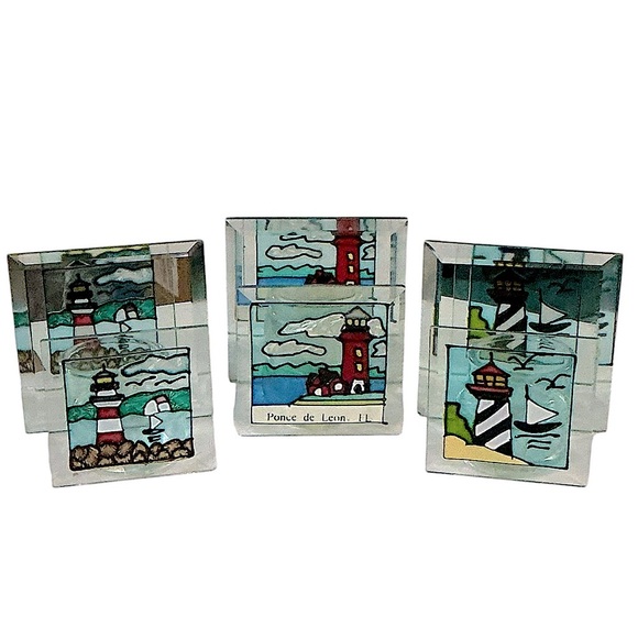 Lighthouses Vintage Assorted Candle Holders Stained Art Glass Nautical Decor 3 - Picture 15 of 15